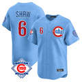 Cooneas C.Cubs #6 Matt Shaw Player Light Blue 150th Anniversary Limited Home Stitched Jerseys