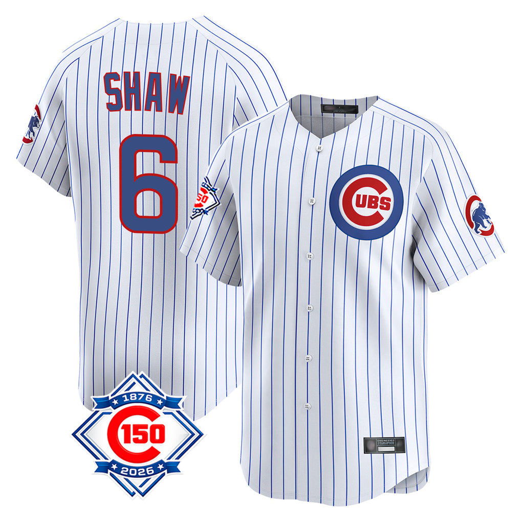 Cooneas C.Cubs #6 Matt Shaw Player White 150th Anniversary Limited Home Game Stitched Jerseys
