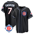 Cooneas C.Cubs #7 Dansby Swanson Player Black Fashion Out 150th Anniversary Game Stitched Jerseys