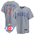 Cooneas C.Cubs #7 Dansby Swanson Player Gray 150th Anniversary Home Game Stitched Jerseys