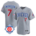 Cooneas C.Cubs #7 Dansby Swanson Player Gray Road 150th Anniversary Limited Home Stitched Jerseys