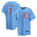 Cooneas C.Cubs #7 Dansby Swanson Player Light Blue Home Game Stitched Jerseys