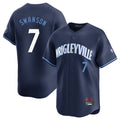 Cooneas C.Cubs #7 Dansby Swanson Player Navy City Connect Limited Home Stitched Jerseys