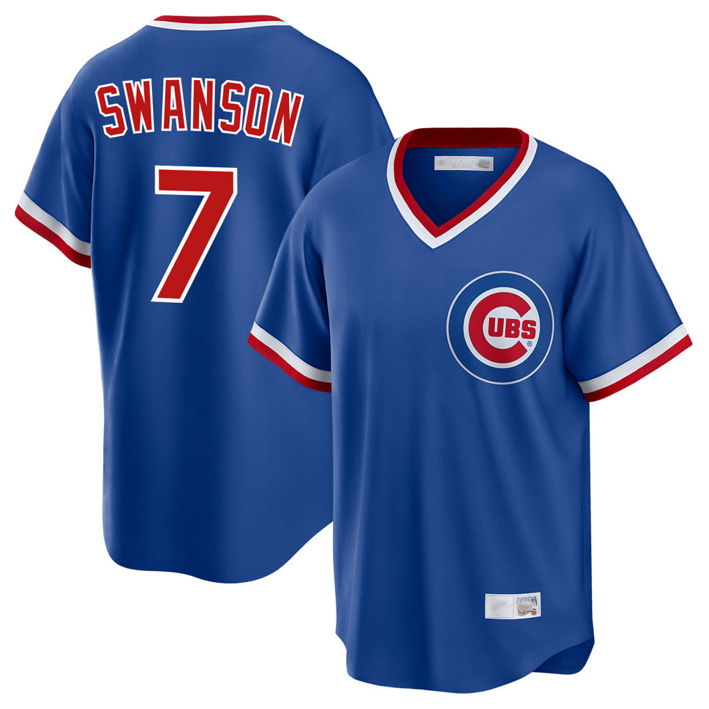Cooneas C.Cubs #7 Dansby Swanson Player Royal T-shirt Cooperstown Collection Limited Stitched Jerseys