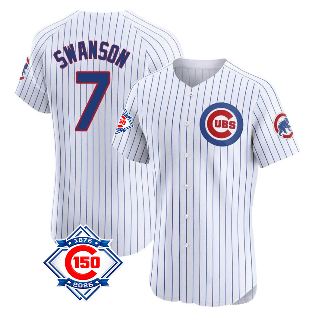 Cooneas C.Cubs #7 Dansby Swanson Player White Limited Elite Home Game Stitched Jerseys