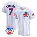 Cooneas C.Cubs #7 Dansby Swanson Player White Limited Elite Home Game Stitched Jerseys