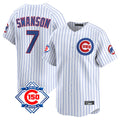 Cooneas C.Cubs #7 Dansby Swanson Player White 150th Anniversary Limited Home Game Stitched Jerseys