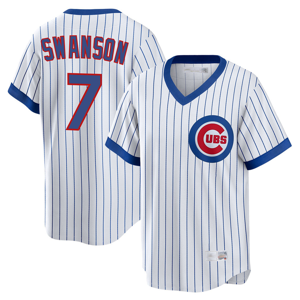 Cooneas C.Cubs #7 Dansby Swanson Player White T-shirt Cooperstown Collection Limited Stitched Jerseys