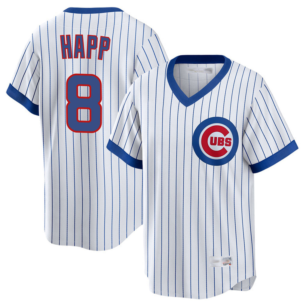 Cooneas C.Cubs #8 Ian Happ Player White T-shirt Cooperstown Collection Limited Stitched Jerseys