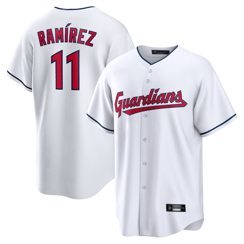 Cooneas C.Guardians #11 Jose Ramirez Player White Home Game Stitched Jerseys