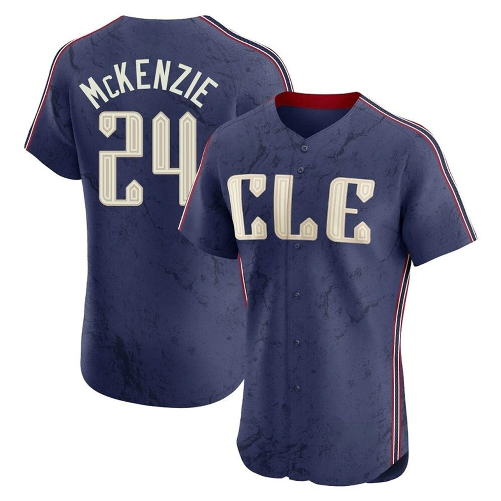 Cooneas C.Guardians #24 Triston McKenzie Player Navy City Connect Limited Elite Home Stitched Jerseys