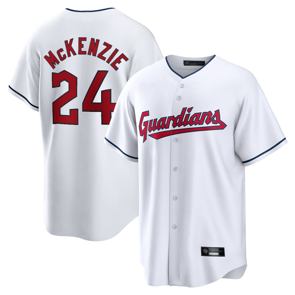 Cooneas C.Guardians #24 Triston McKenzie Player White Home Game Stitched Jerseys