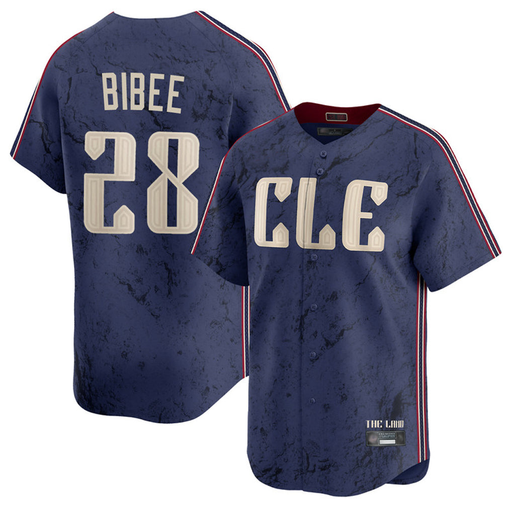Cooneas C.Guardians #28 Tanner Bibee Player Navy City Connect Limited Home Stitched Jerseys