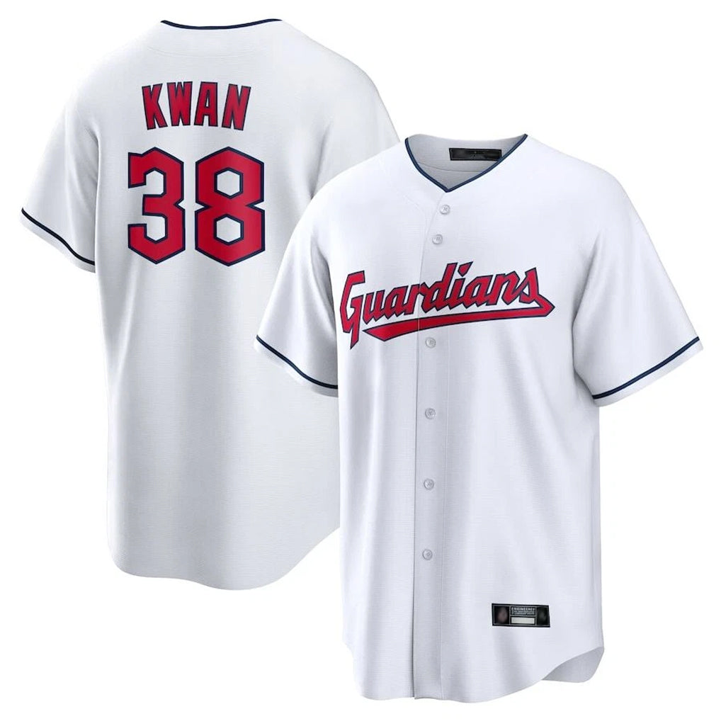 Cooneas C.Guardians #38 Steven Kwan Player White Home Game Stitched Jerseys