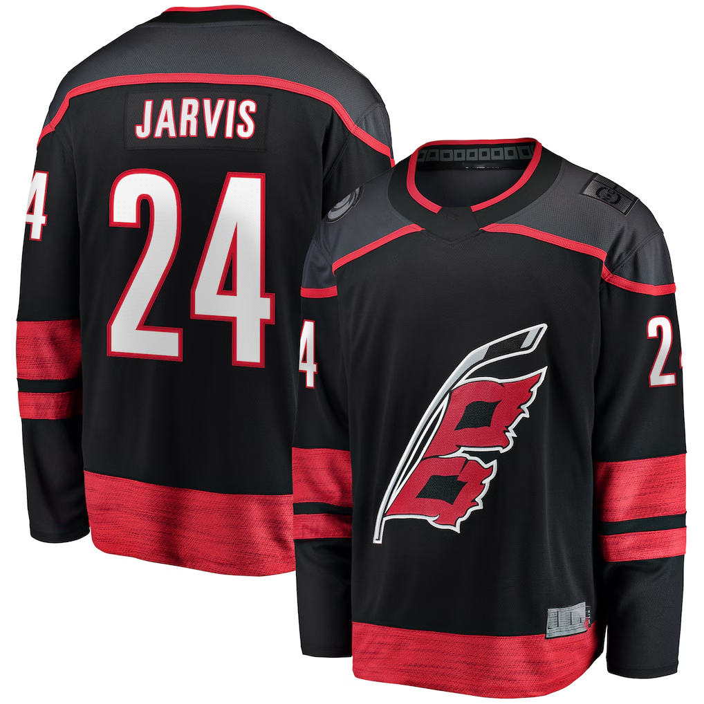 Cooneas C.Hurricanes #24 Seth Jarvis Black Home Breakaway Stitched Jerseys