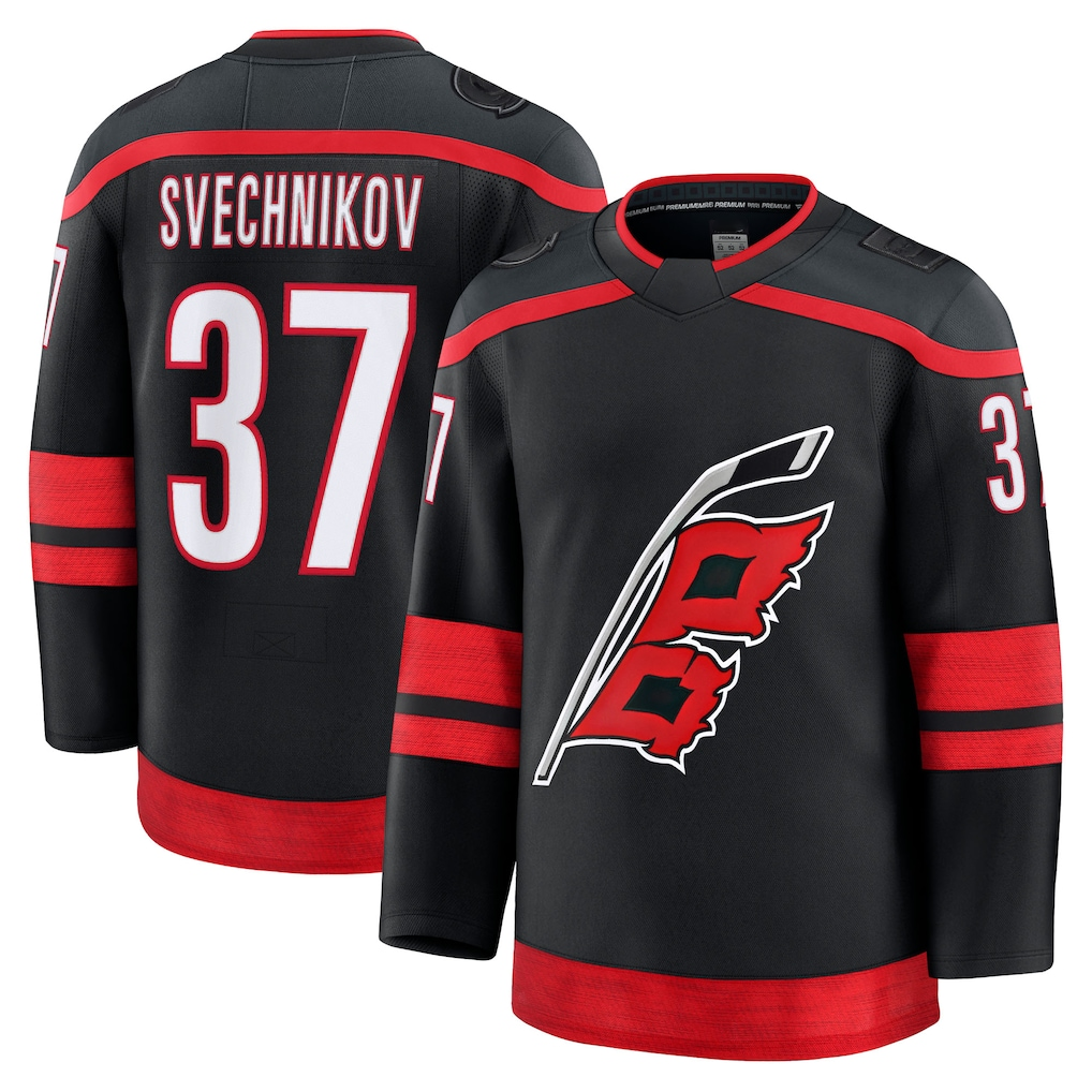 Cooneas C.Hurricanes #37 Andrei Svechnikov Black Home Premium Stitched Jerseys