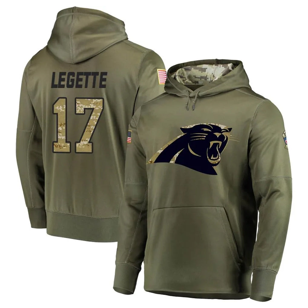 Cooneas C.Panthers #17 Xavier Legette Player Olive Salute to Service Limited Hoodies Stitched Jerseys