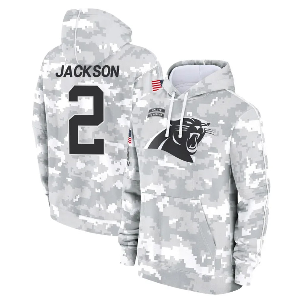 Cooneas C.Panthers #2 Michael Jackson Player Arctic Camo Salute to Service Pullover Hoodies Limited Game Stitched Jerseys