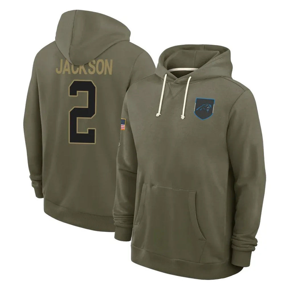 Cooneas C.Panthers #2 Michael Jackson Player Olive Salute to Service Hoodies Game Stitched Jerseys