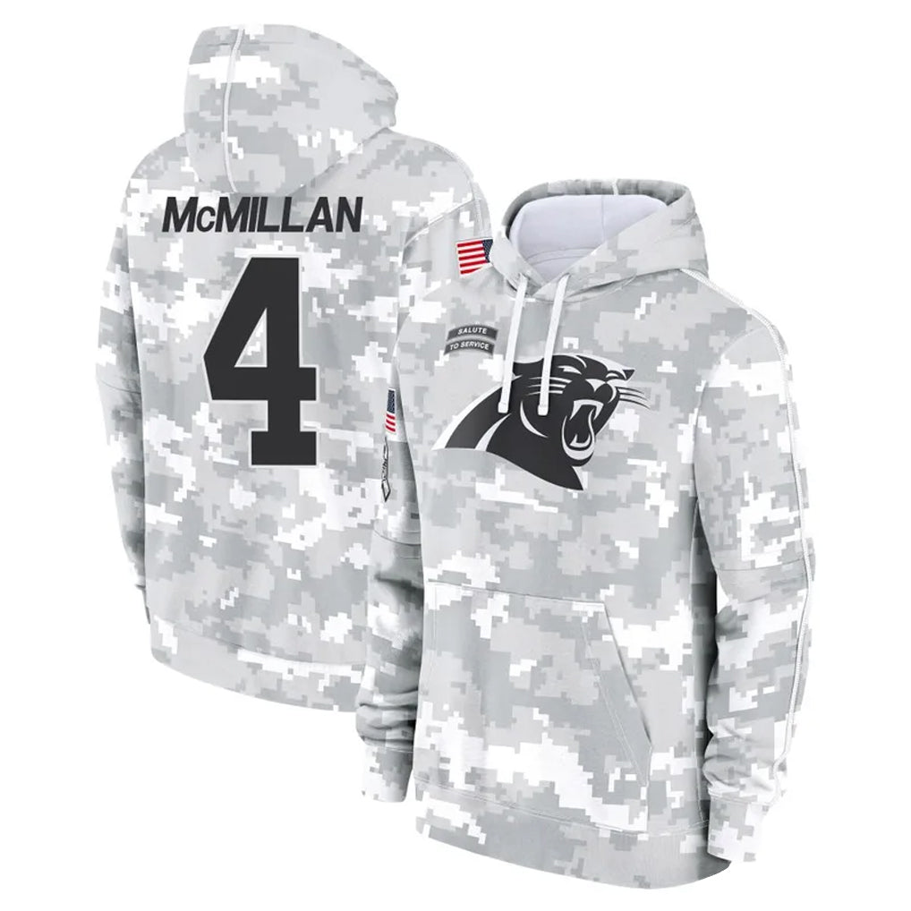 Cooneas C.Panthers #4 Tetairoa McMillan Player Arctic Camo Salute to Service Limited Hoodies Stitched Jerseys