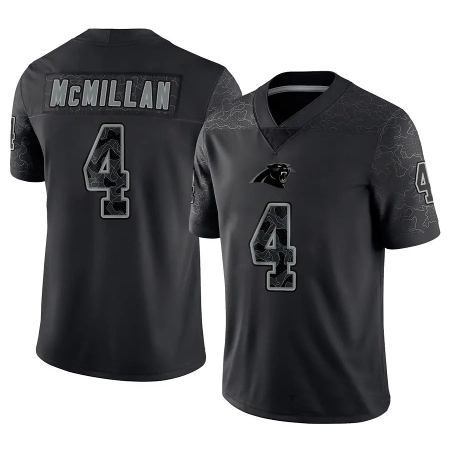 Cooneas C.Panthers #4 Tetairoa McMillan Player Black REFLECTIVE Limited Stitched Jerseys