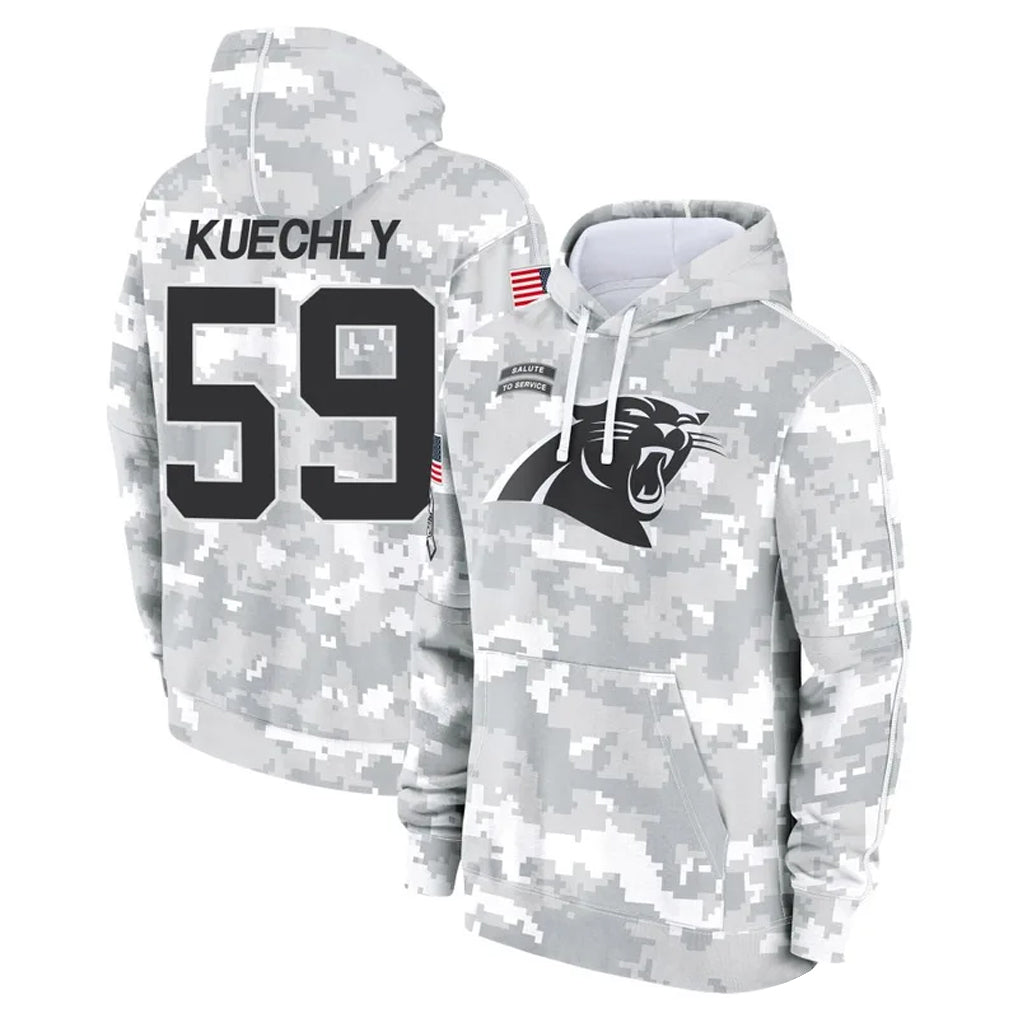 Cooneas C.Panthers #59 Luke Kuechly Player Arctic Camo Salute to Service Hoodies Stitched Jerseys