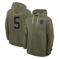 Cooneas C.Panthers #5 Jaelan Phillips Player Olive Salute to Service Hoodies Game Stitched Jerseys