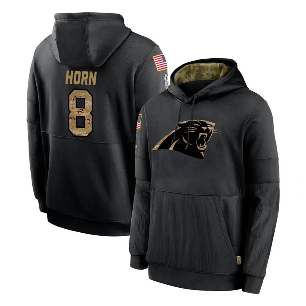 Cooneas C.Panthers #8 Jaycee Horn Player Black Salute to Service Pullover Hoodies Limited Game Stitched Jerseys