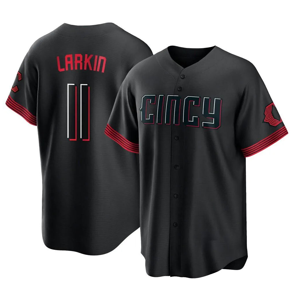Cooneas C.Reds #11 Barry Larkin Player Black City Connect Home Game Stitched Jerseys