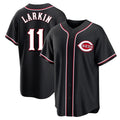Cooneas C.Reds #11 Barry Larkin Player Black Fashion Out Home Game Stitched Jerseys