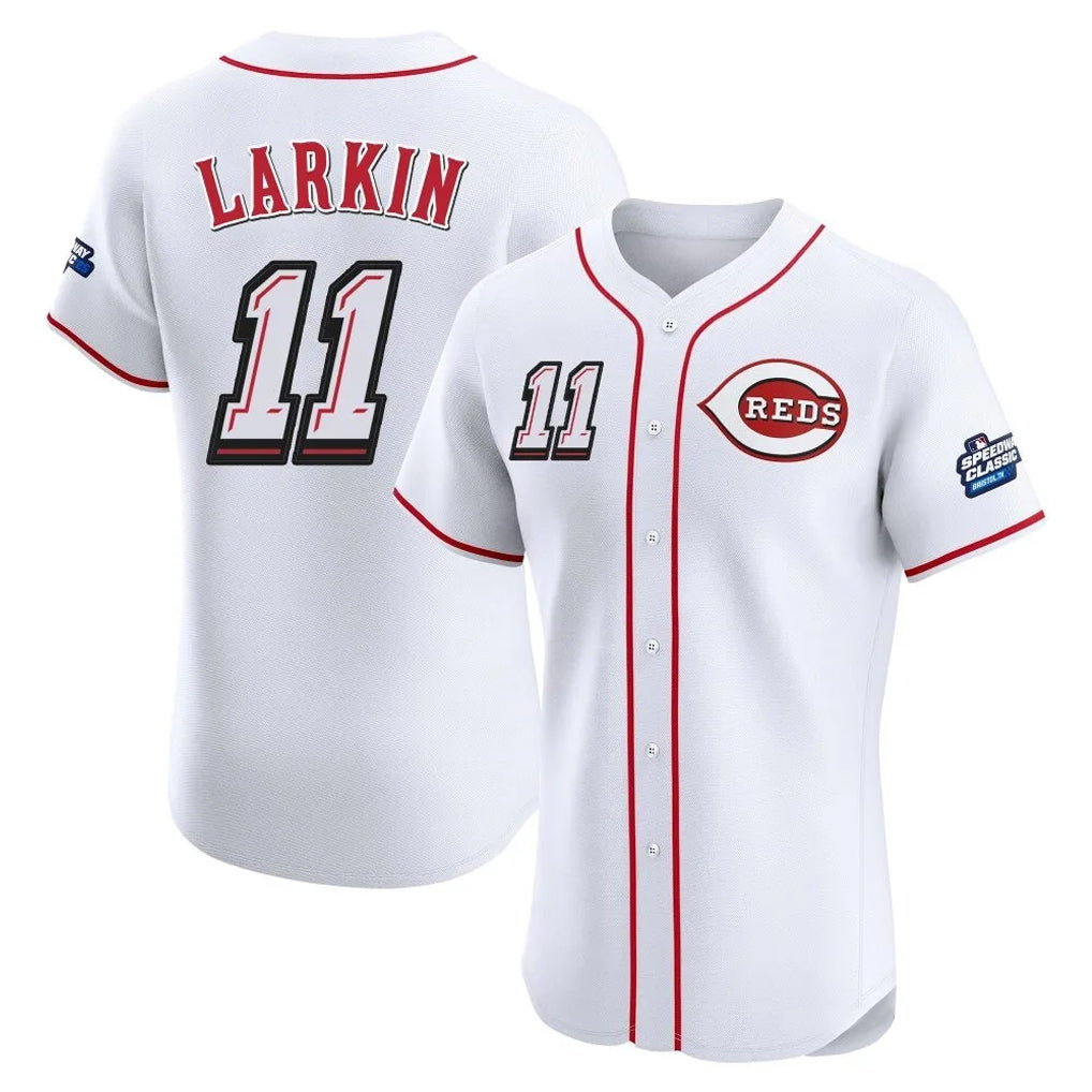 Cooneas C.Reds #11 Barry Larkin Player White Speedway Classic Limited Elite Home Stitched Jerseys