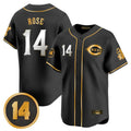 Cooneas C.Reds #14 Pete Rose Player Black-Gold Vapor Premier Limited Home Stitched Jerseys