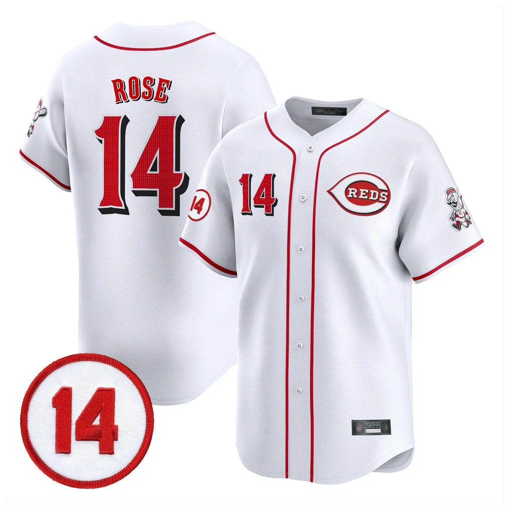 Cooneas C.Reds #14 Pete Rose Player White Vapor Premier Limited Home Stitched Jerseys
