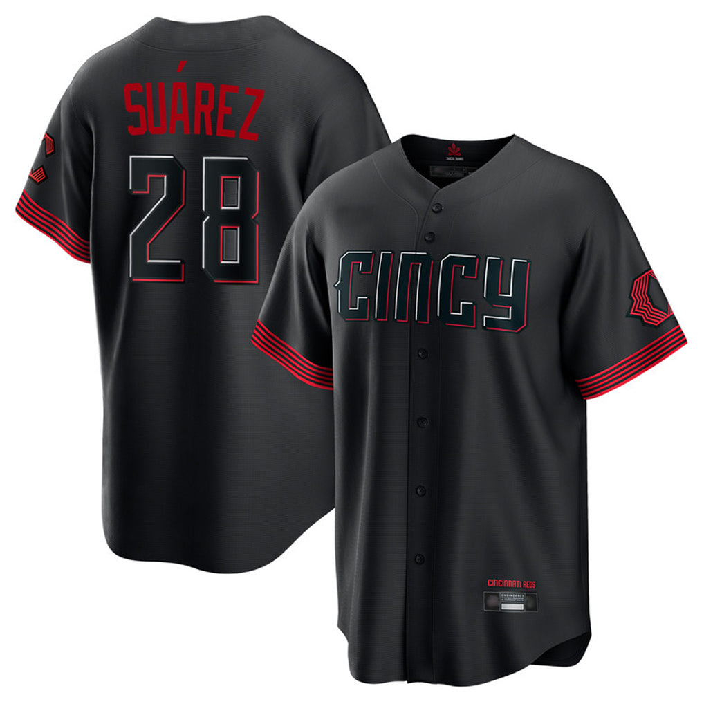 Cooneas C.Reds #28 Eugenio Su¡§¡érez Player Black City Connect Home Game Stitched Jerseys