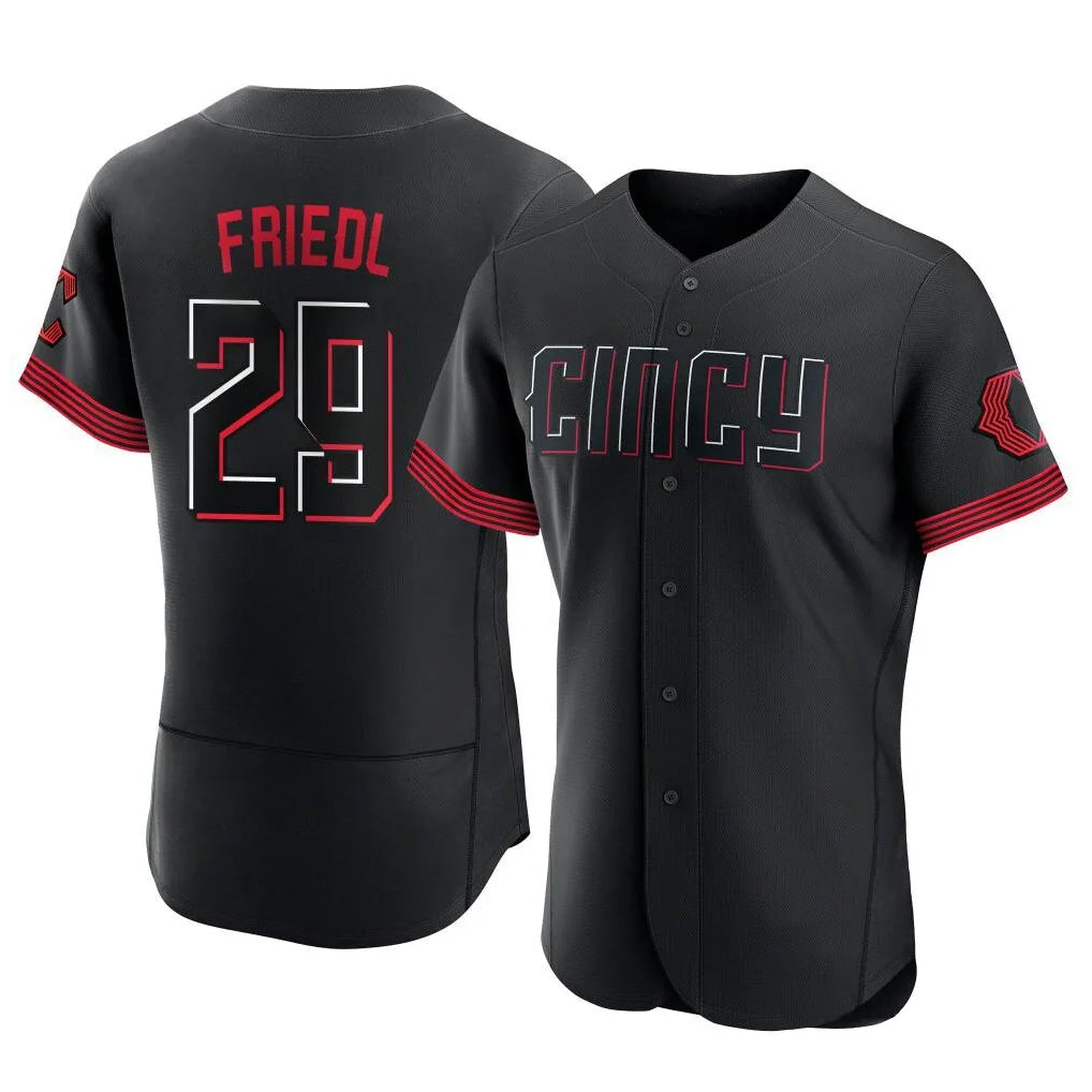 Cooneas C.Reds #29 TJ Friedl Player Black City Connect Limited Elite Home Stitched Jerseys