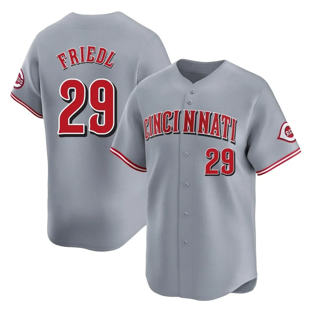 Cooneas C.Reds #29 TJ Friedl Player Gray Home Limited Stitched Jerseys