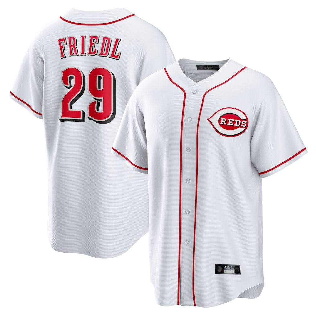 Cooneas C.Reds #29 TJ Friedl Player White Game Home Stitched Jerseys