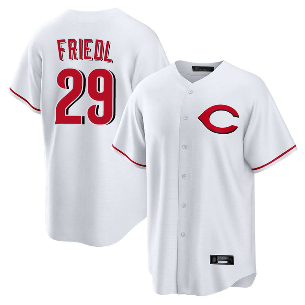 Cooneas C.Reds #29 TJ Friedl Player White Home Game Stitched Jerseys
