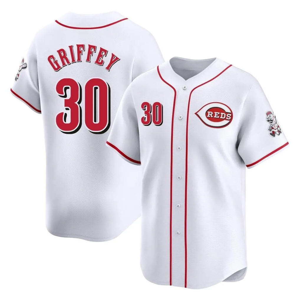 Cooneas C.Reds #30 Ken Griffey Player White Home Limited Stitched Jerseys
