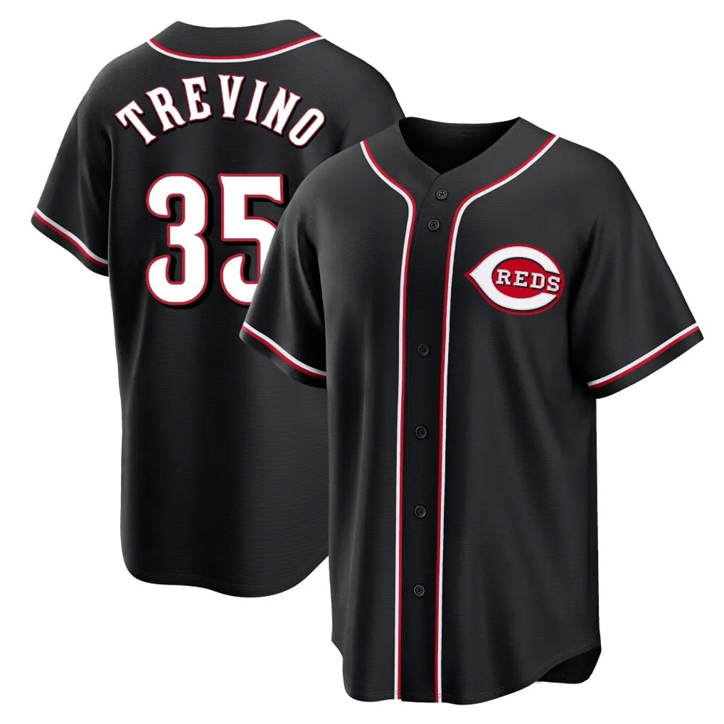 Cooneas C.Reds #35 Jose Trevino Player Black Fashion Out Home Game Stitched Jerseys