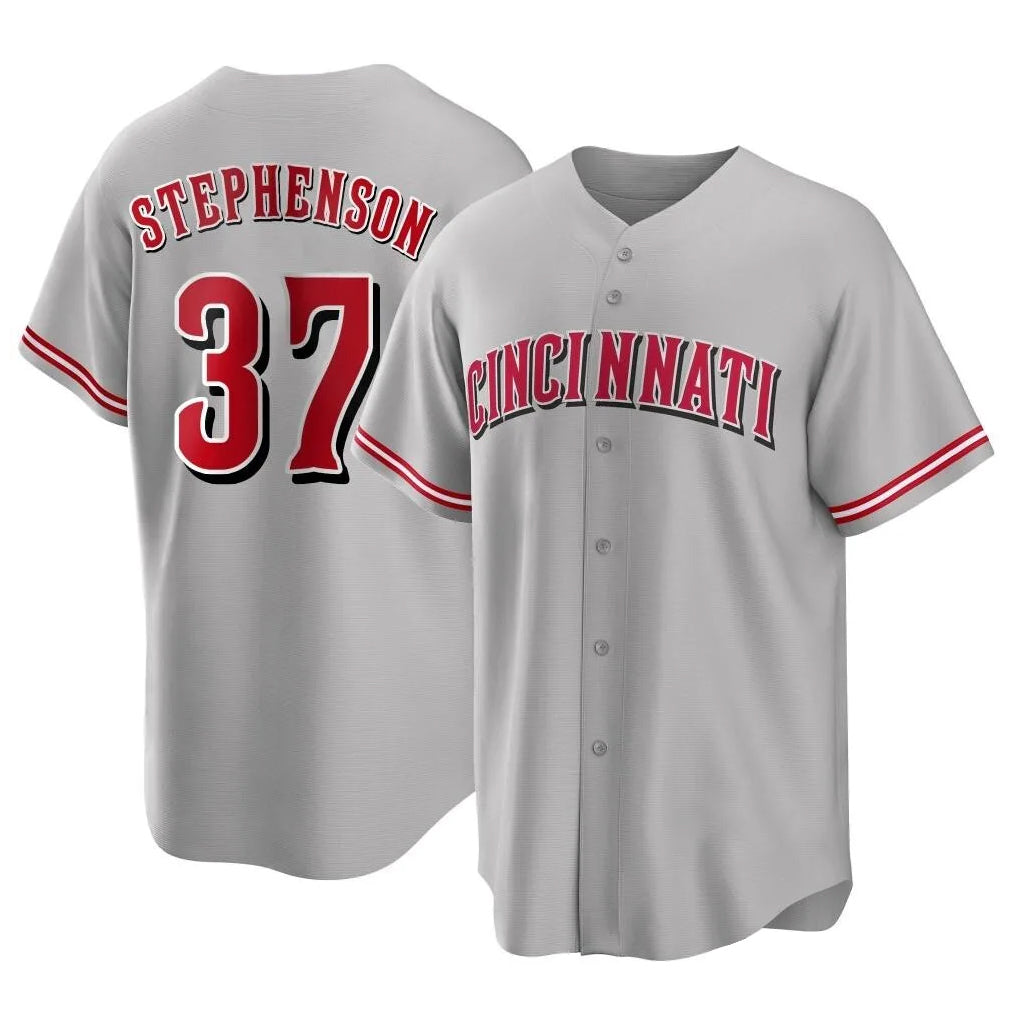 Cooneas C.Reds #37 Tyler Stephenson Player Gray Home Game Stitched Jerseys