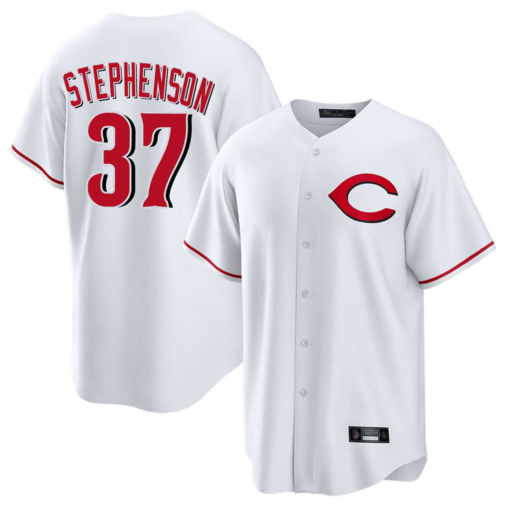 Cooneas C.Reds #37 Tyler Stephenson Player White Home Game Stitched Jerseys