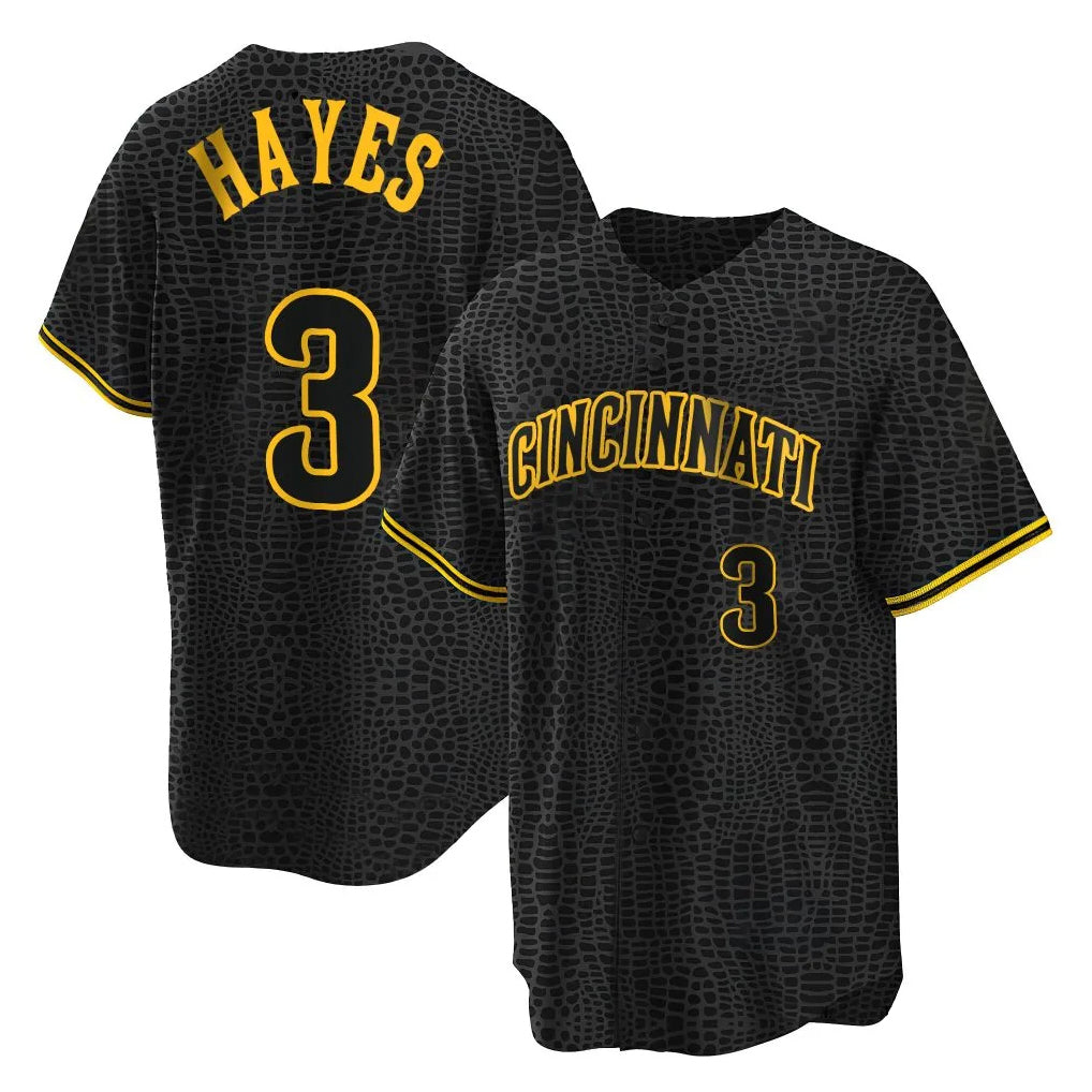 Cooneas C.Reds #3 Ke'Bryan Hayes Player Black Snake Skin City Home Stitched Jerseys