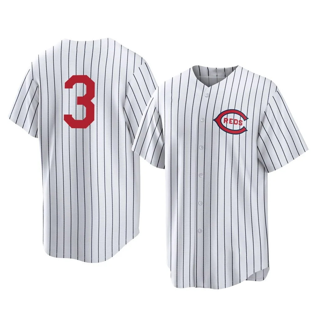 Cooneas C.Reds #3 Ke'Bryan Hayes Player White Stripe Field of Dreams Game Home Stitched Jerseys