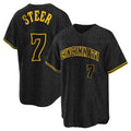 Cooneas C.Reds #7 Spencer Steer Player Black Snake Skin City Home Stitched Jerseys