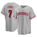 Cooneas C.Reds #7 Spencer Steer Player Gray Home Game Stitched Jerseys