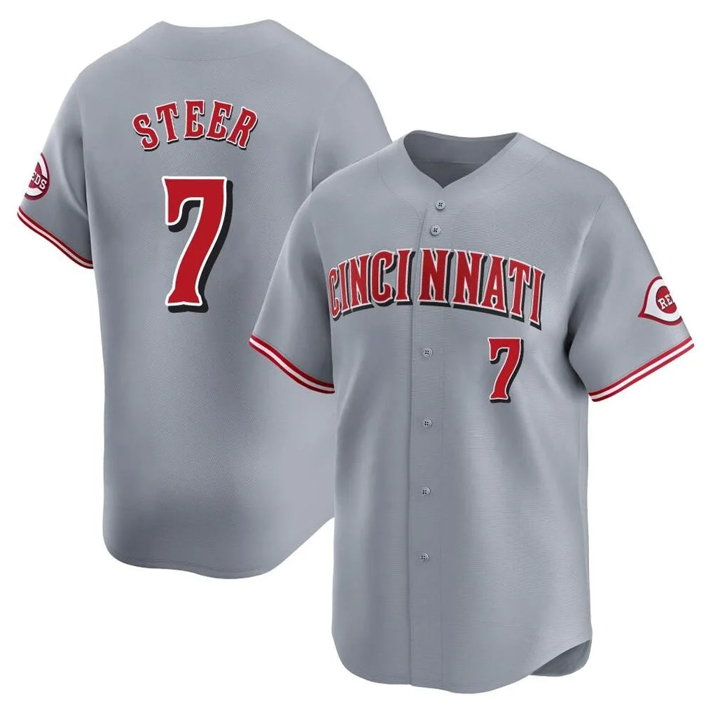 Cooneas C.Reds #7 Spencer Steer Player Gray Home Limited Stitched Jerseys