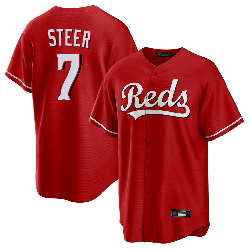 Cooneas C.Reds #7 Spencer Steer Player Red Home Game Stitched Jerseys