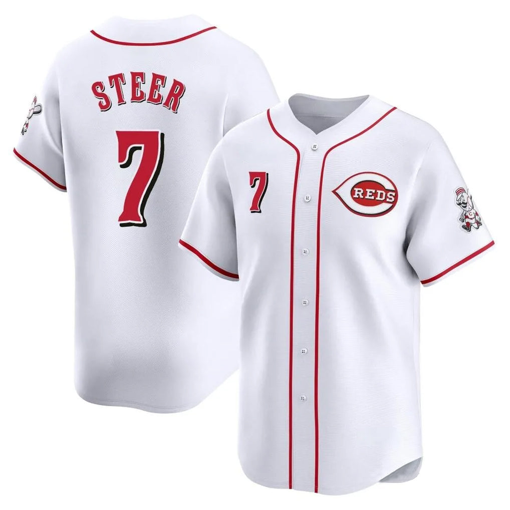 Cooneas C.Reds #7 Spencer Steer Player White Home Limited Stitched Jerseys