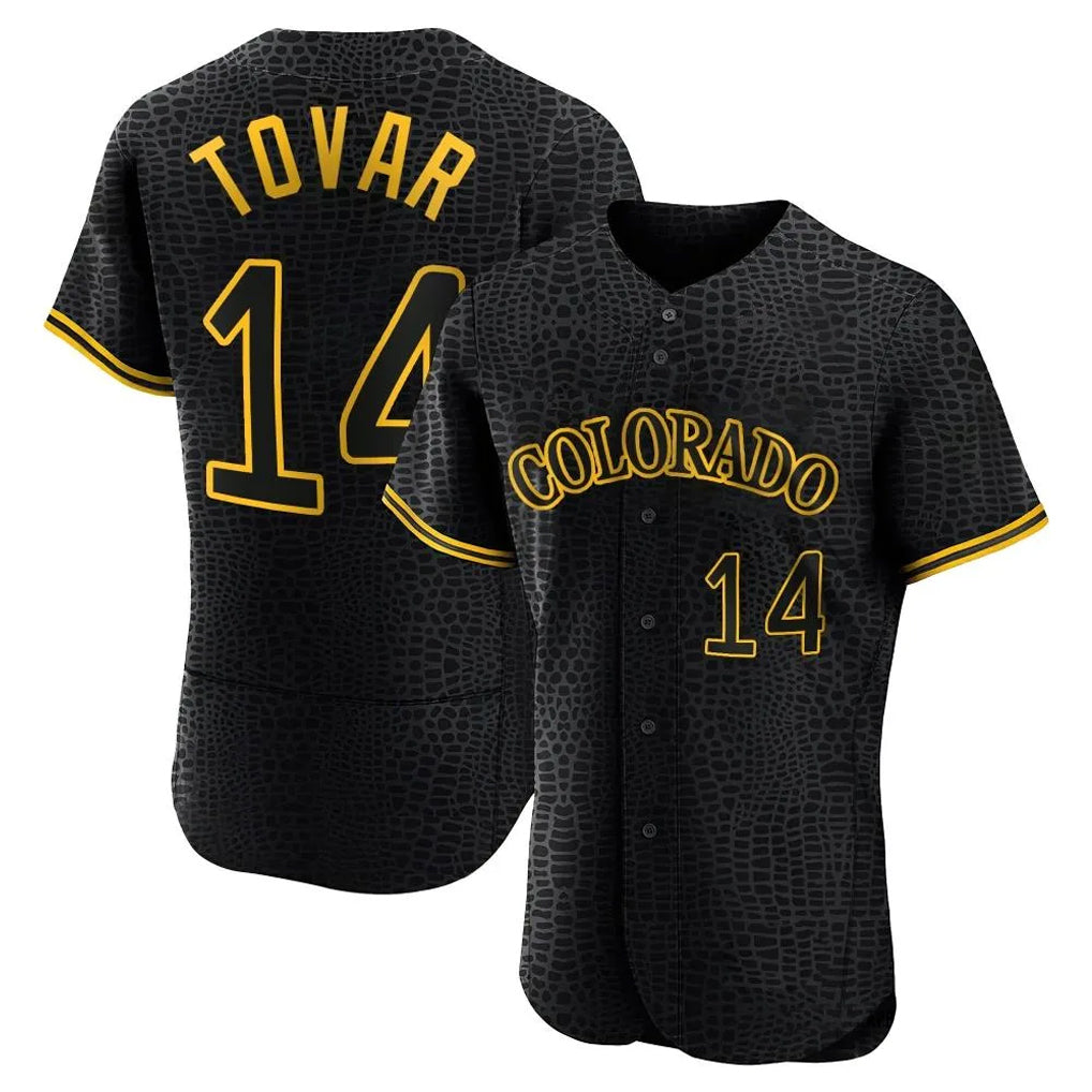 Cooneas C.Rockies #14 Ezequiel Tovar Player Black Snake Skin City Limited Elite Home Stitched Jerseys